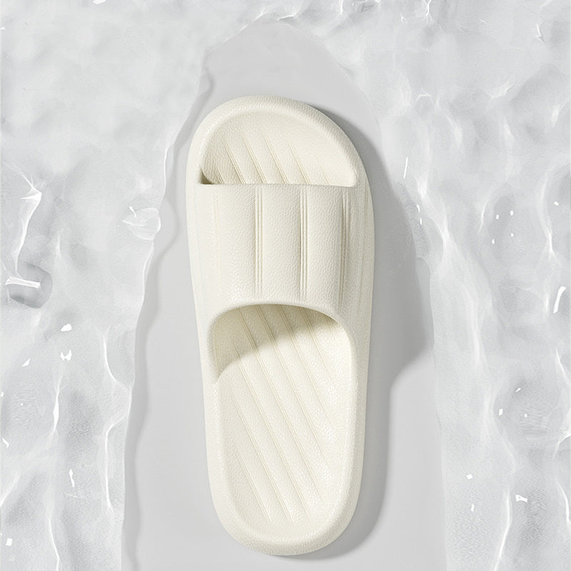 Fashion Solid Color Striped Home Slippers Summer Thick Bottom Non-slip Bathroom Slipper Women Men Couples Shoes