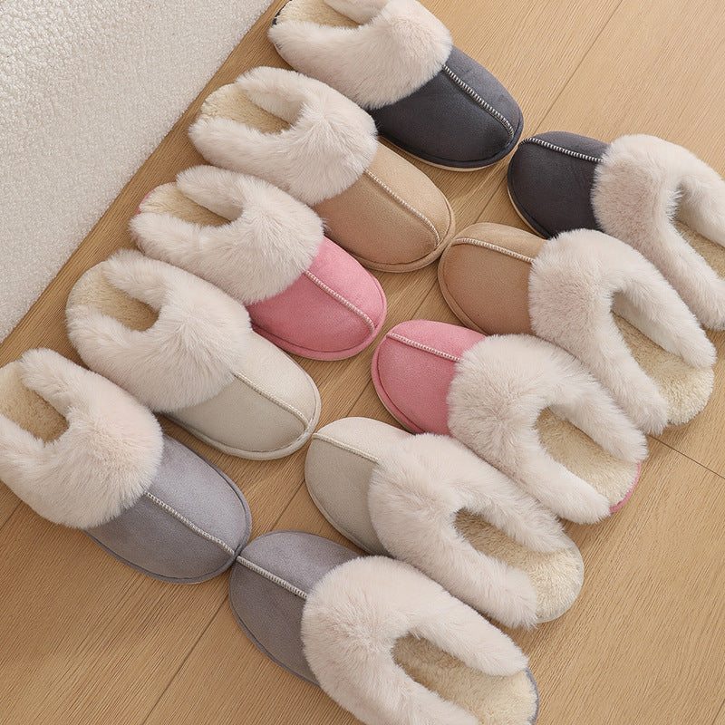 Warm Plush Home Slippers for Women - Indoor Fur Slippers - Comfy Non-Slip Bedroom Shoes