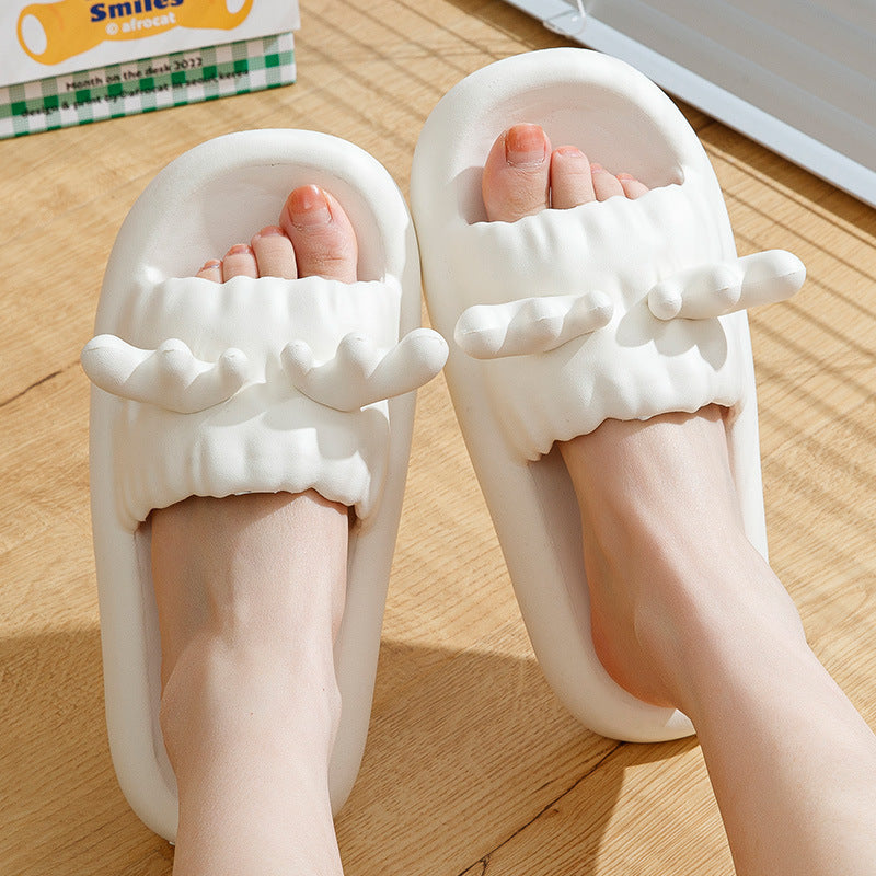Cute Deer Horn Slippers Summer Women's House Shoes Non-slip Bathroom Slipper