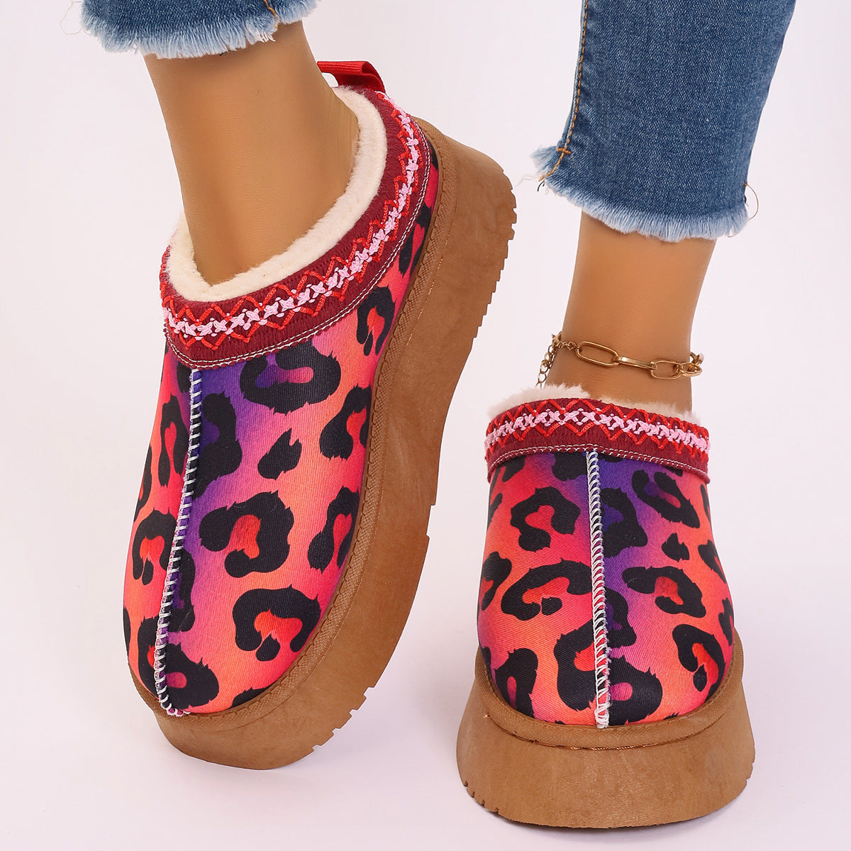 Christmas Print Ankle Boots for Women - Casual & Comfortable | Slip On Plush Lined Boots