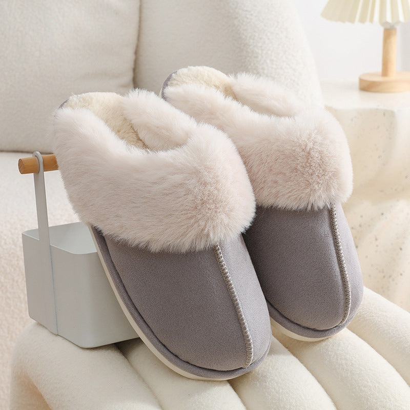 Warm Plush Home Slippers for Women - Indoor Fur Slippers - Comfy Non-Slip Bedroom Shoes