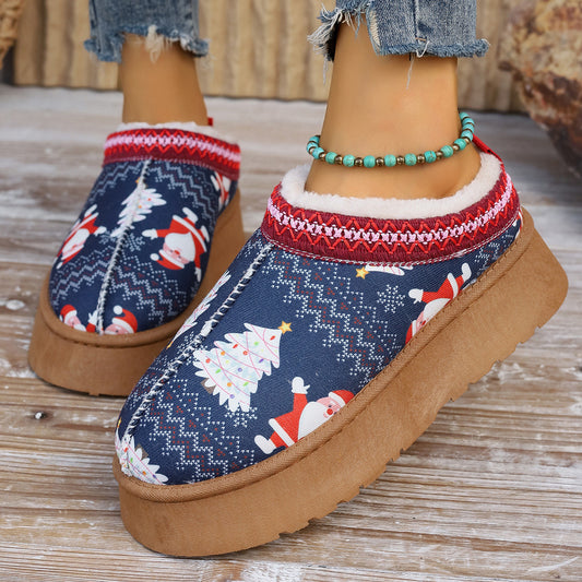 Christmas Print Ankle Boots for Women - Casual & Comfortable | Slip On Plush Lined Boots